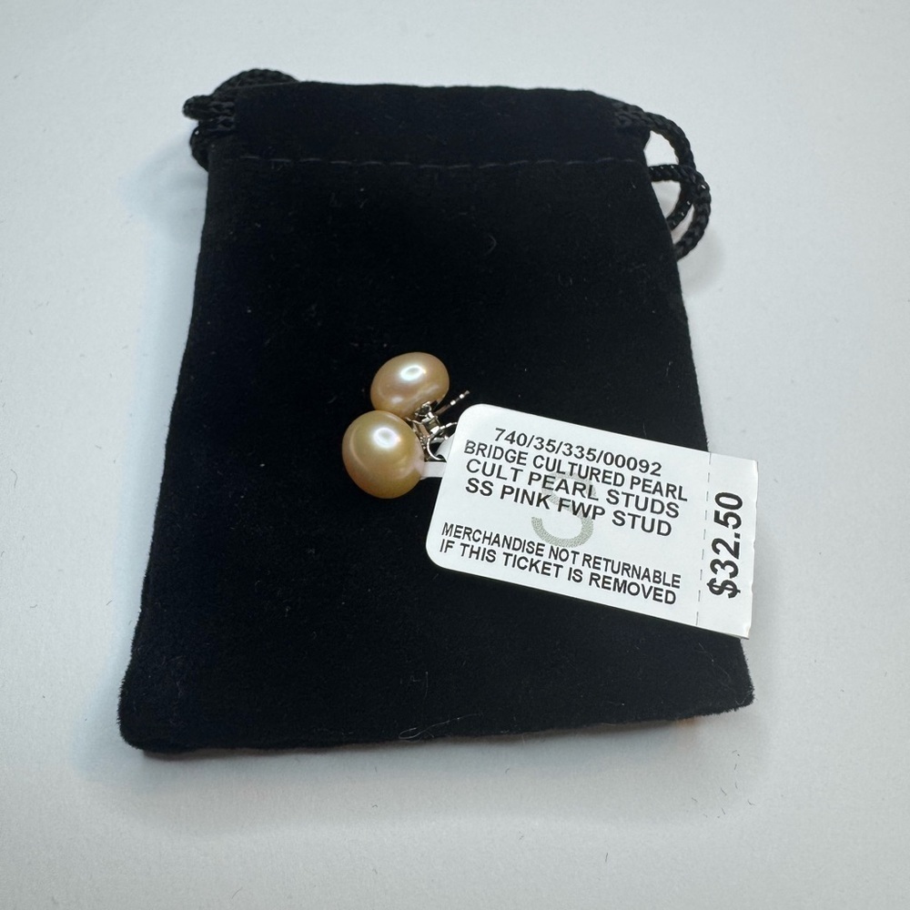 Pink Cultured Pearl Stud Earrings